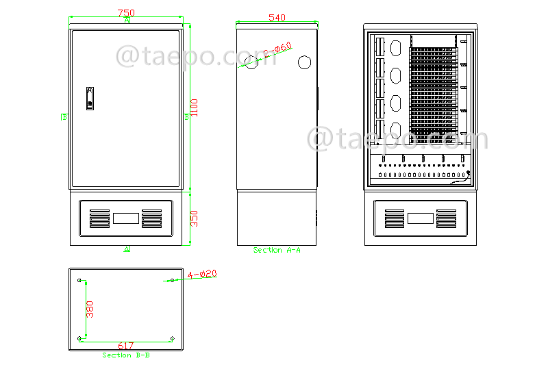 Schematic Diagrams for 576 fibers SMC fiber optic street cabinet