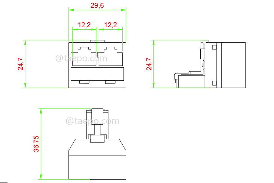 Schematic Diagrams for Rj11 male to Dual RJ11 female 6P4C wall jack telephone line splitter Duplex adapter