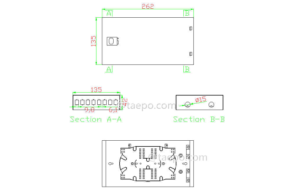 Schematic Diagrams for 8 port SC Fiber termination FTB box 