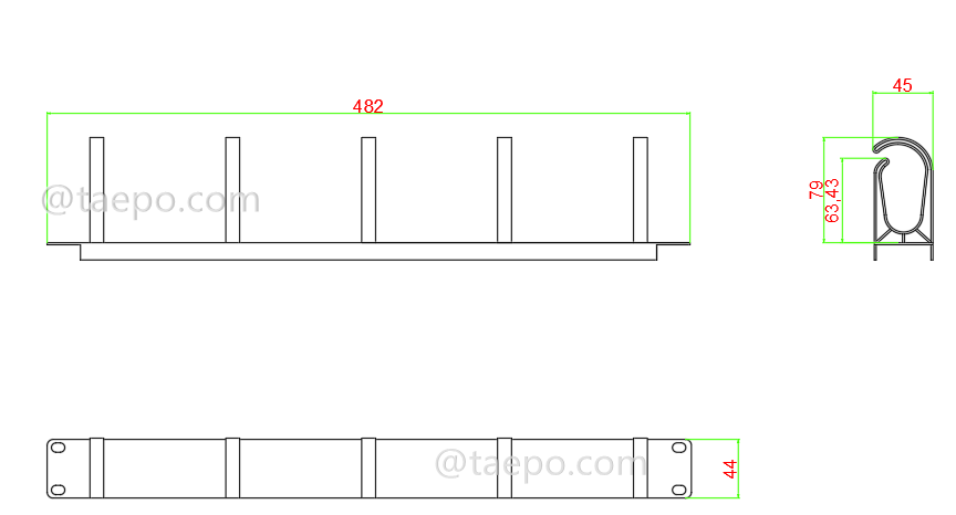 Schemait Diagrams for 5 rings 1U Metal server rack wire cable manager