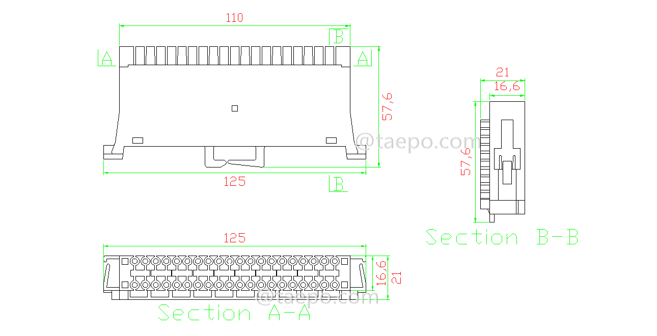 Schematic Diagrams for 10 pairs switching module with wire guide and earth bar