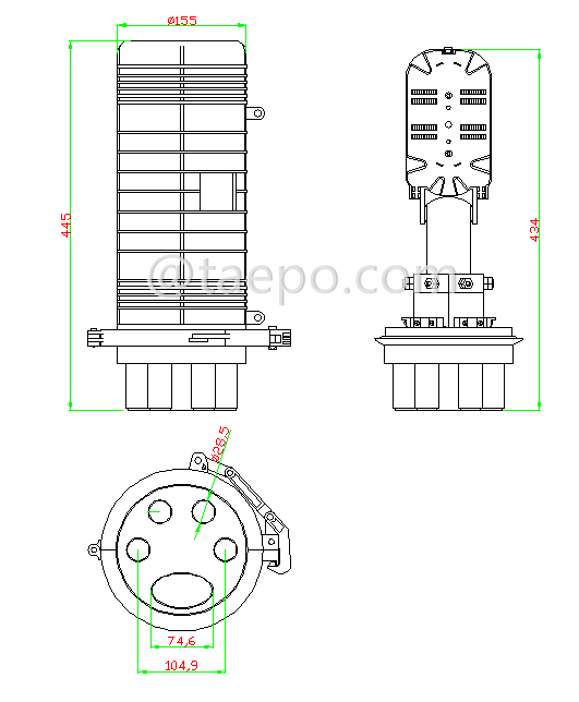 Schematic Diagrams for 144 fibers 4+2 ports FOSC Fiber optic splice closure