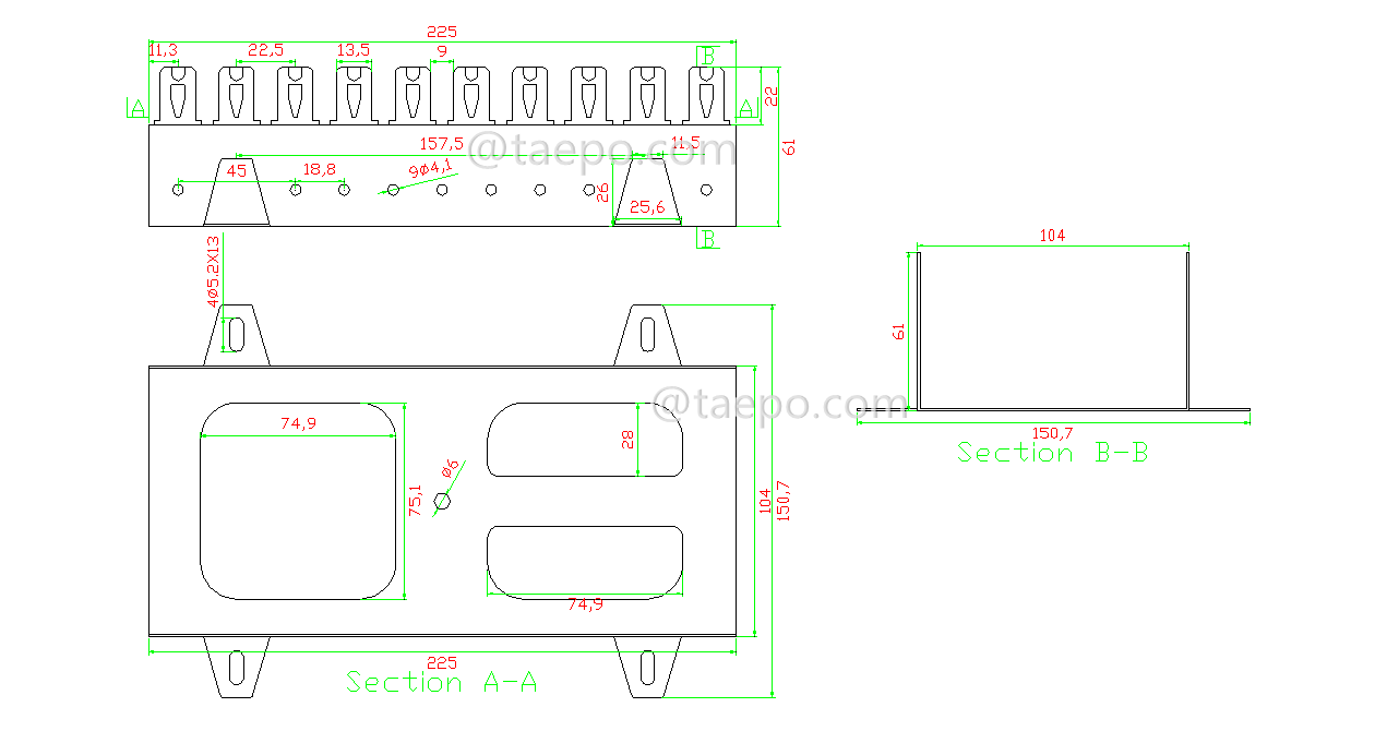 Schematic Diagrams for 10 ways 10 pairs QCS back mount frame 