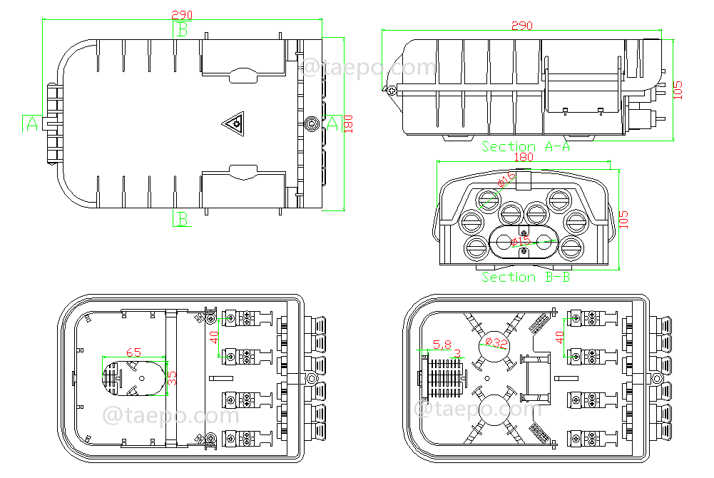 Schematic Diagrams for SC 8 fibers FDB Fiber optic distribution box