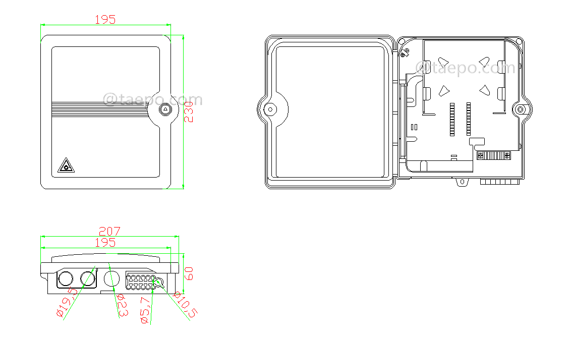 Schematcic Diagrams for 8 fibers SC Fiber optic splitter FSB box