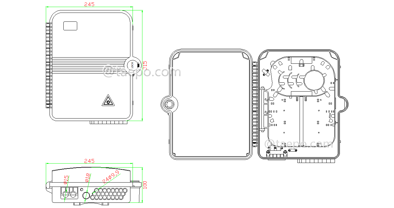 Schematic Diagrams for  24 fibers Fiber distribution FDB box 