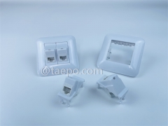 Ethernet wall Network outlet compatible with 2 port keystone jack CAT 6 UTP 8P8C