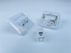 Ethernet wall Network outlet compatible with 2 port keystone jack CAT 6 UTP 8P8C