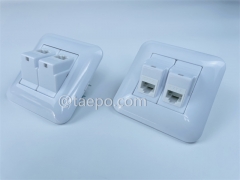 Ethernet wall Network outlet compatible with 2 port keystone jack CAT 6 UTP 8P8C