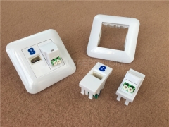 Plastic insert with LC APC duplex coupler for ethernet wall Network outlet