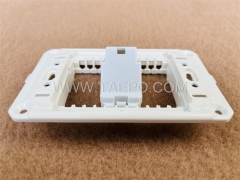 Plastic insert with LC APC fiber duplex adapter compatible with network cable wall outlet