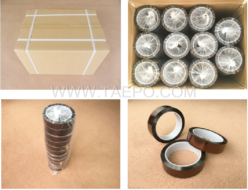 Packing Picture for 0.08mm thickness 5mm to 30mm width 33mts length kapton high temperature Polyamide tape 