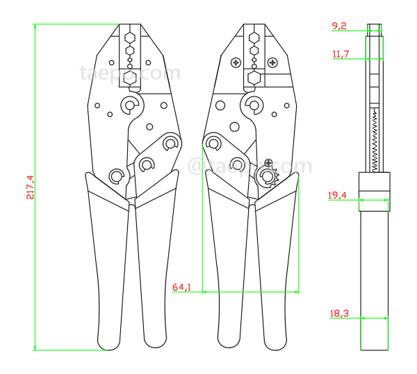 Schematic Diagrams for Compression crimping tool for F/BNC/RCA/RG58/RG59 and RG6 cable