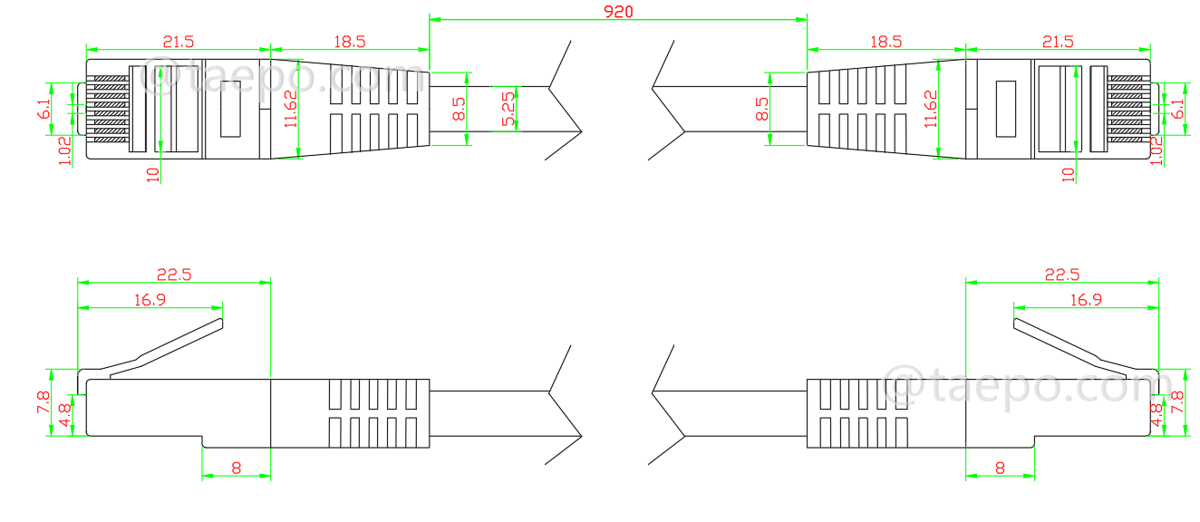 Schematic Diagrams for CAT5E FTP shielded RJ45 LAN patch cord