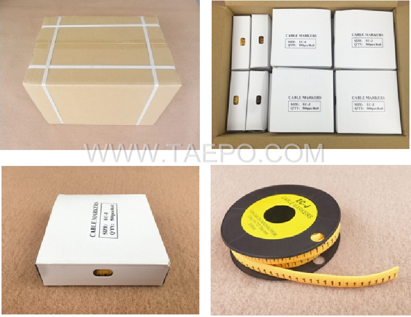 Packing Picture for 500pcs/roll EC-J nunmber tube flat Cable wire marker for cable diameter 3.5-7.0mm 