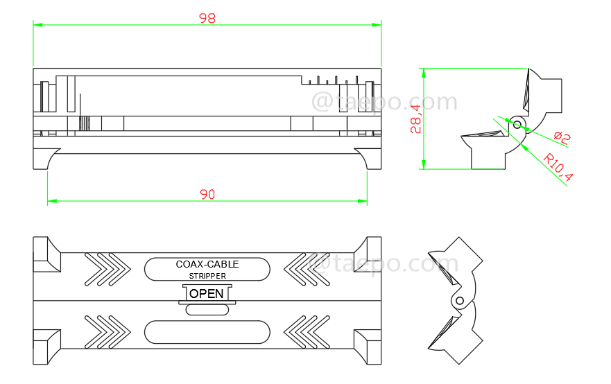 Schematic Diagrams for Manual small Coaxial cable wire stripper