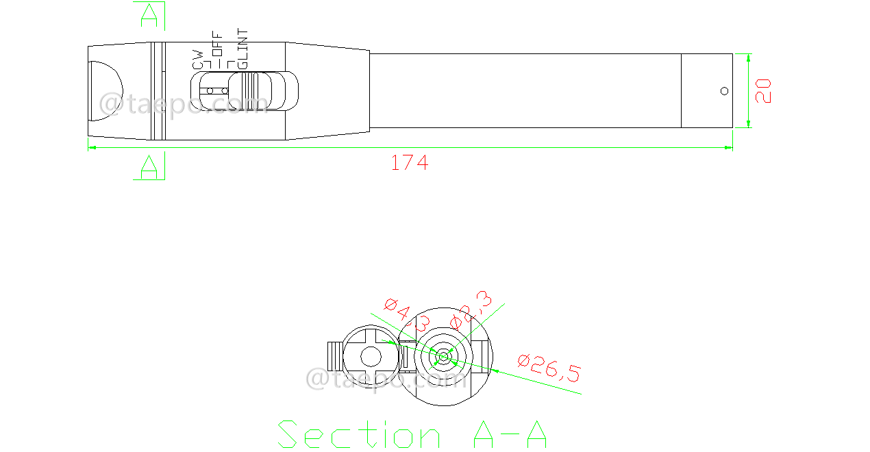 Schematic Diagrams for 5mW 5KM pen shape fiber optic cable Visual fault locator 