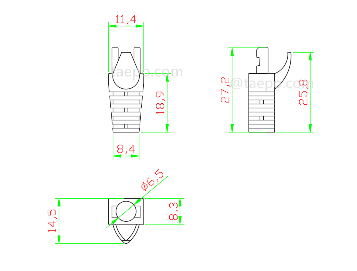 Schematic Diagrams for Cat5e Cat6 RJ45 Modular plug boots