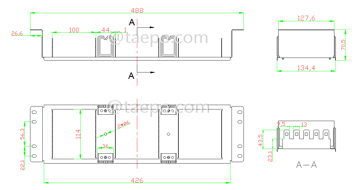 Schematic Diagrams for 15 ways stainless steel 10 pair krone rack mount frame