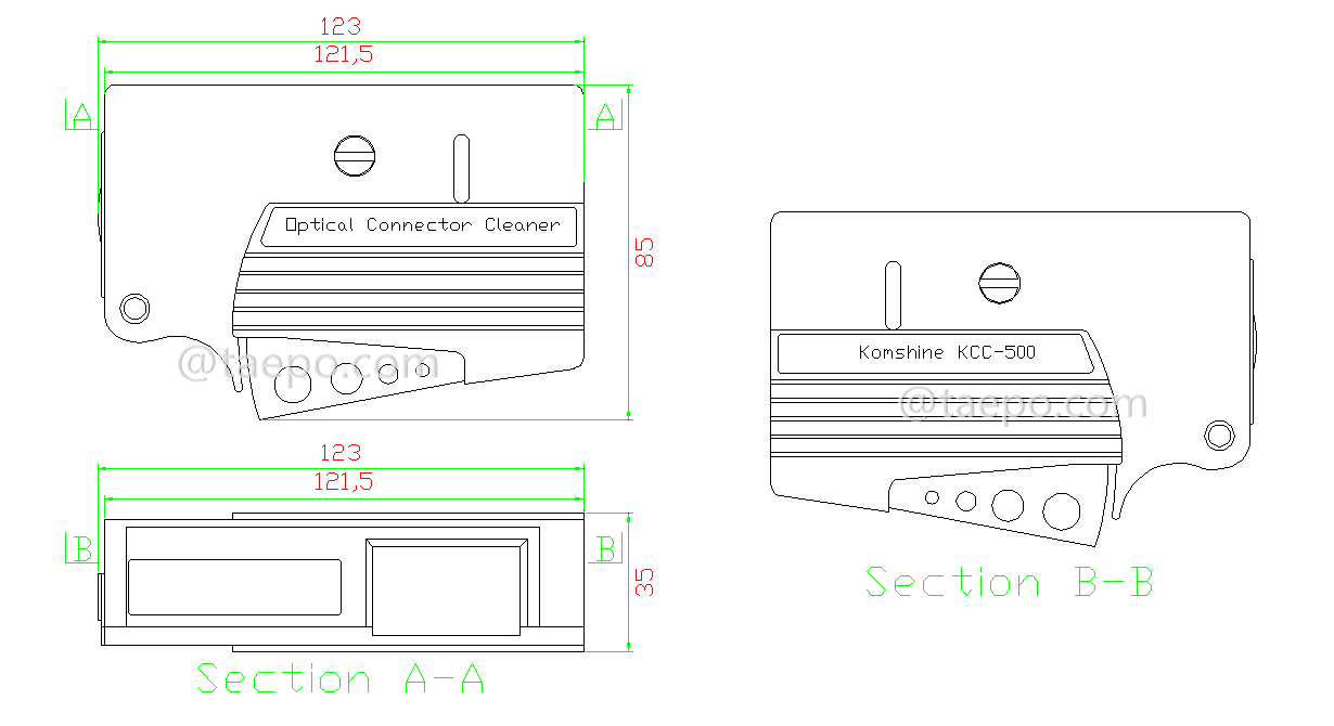 Schematic Diagrams for Fiber optic connector cassette tape cleaner pen