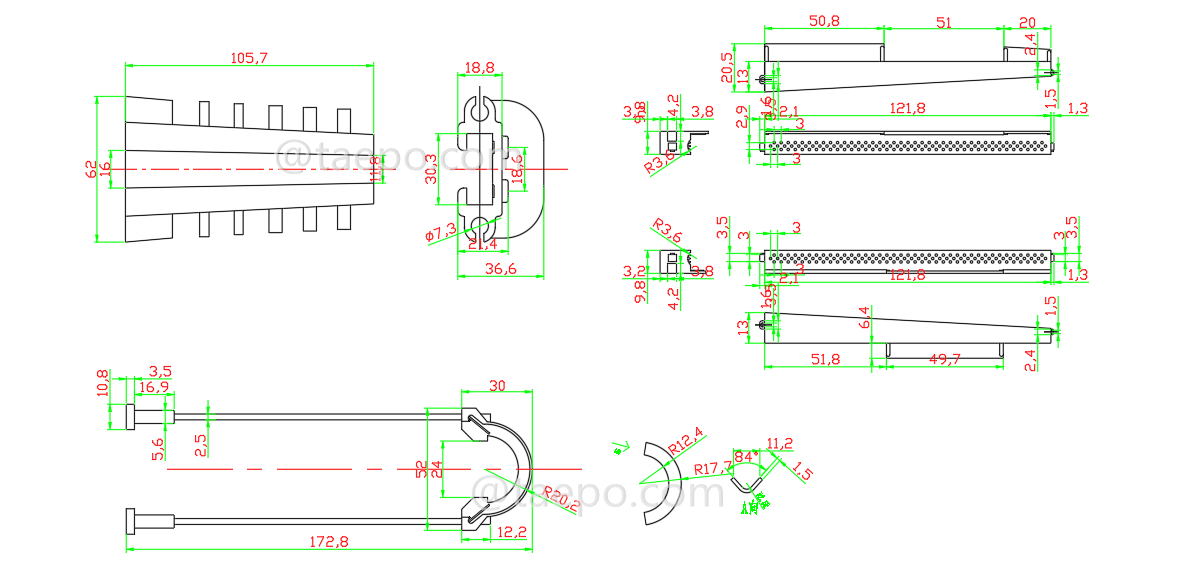 Schematic Diagrams for Fiber optic clamp anchoring UV protection