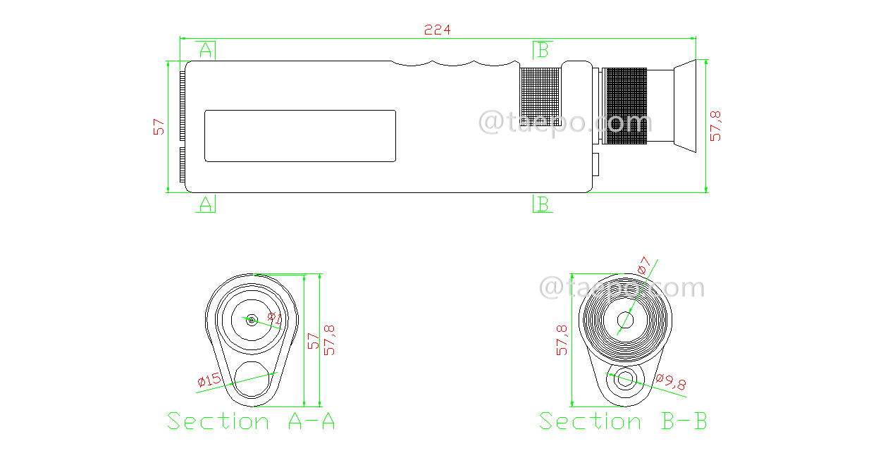 Schematic Diagrams for 400X magnification Handheld fiber microscope