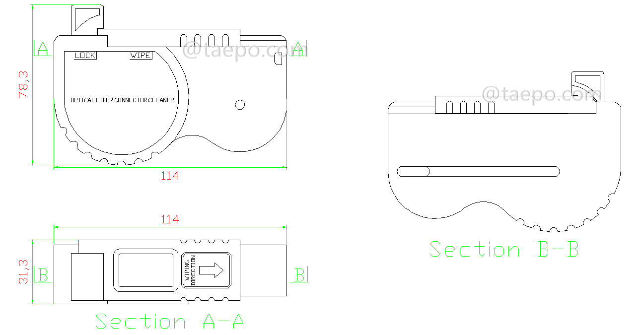 Schematic Diagrams for Fiber optic connector cassette cleaner