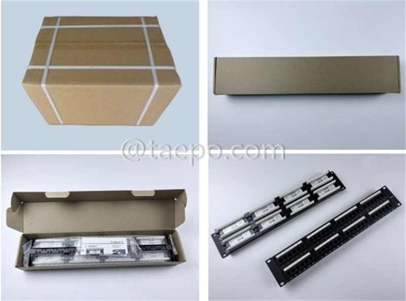 Packing Picture for 19 inch 2U 48 port CAT6 RJ45 UTP network patch panel with 2 cable management