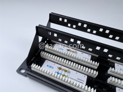 19 inch 2U 48 port CAT6 RJ45 UTP network patch panel with 2 cable management