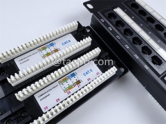 19 inch 2U 48 port CAT6 RJ45 UTP network patch panel with 2 cable management