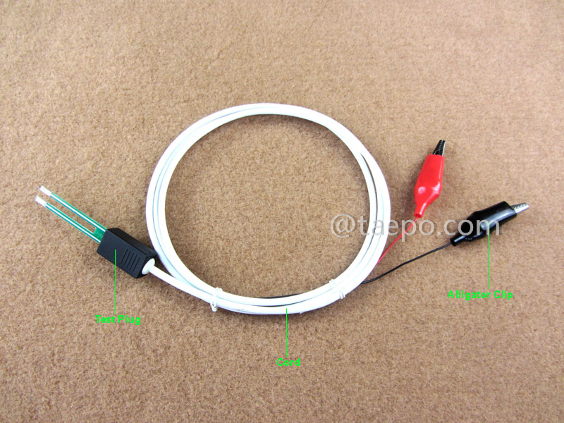 Illustration for 2-pole SM test cord, with test plug to 6P2C modular plug for MDF disconnection block 71 #TP-1401-100, 1.5m