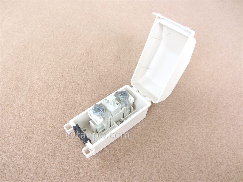 Outdoor 1 pair subscriber connector unit for STB module, 91x46x51mm, snap-on locking, plastic housing, with STB module without protection