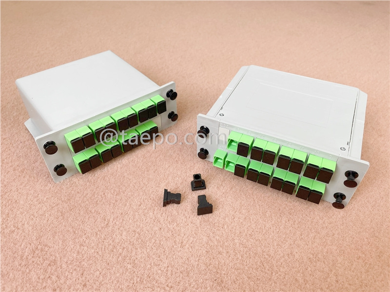 Fiber optic splitter, PLC, casette type, G657A,  1x16, 0.9mm loose tube, with SC/APC connector
