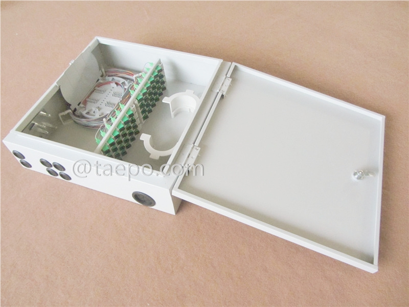 Fiber distribution box (FDB), outdoor, SC, 48 fibers, with replaceable patch panels, cold rolling steel housing with powder coating, 400x400x120mm, without adapters, pigtails