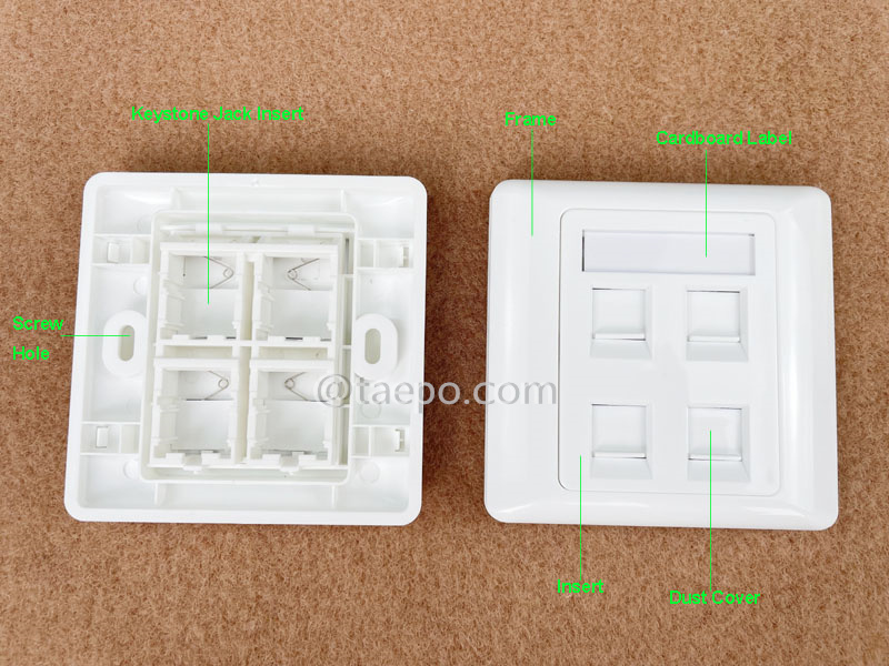 Illustration pictures for 4-port faceplate, 86x86mm, AP style