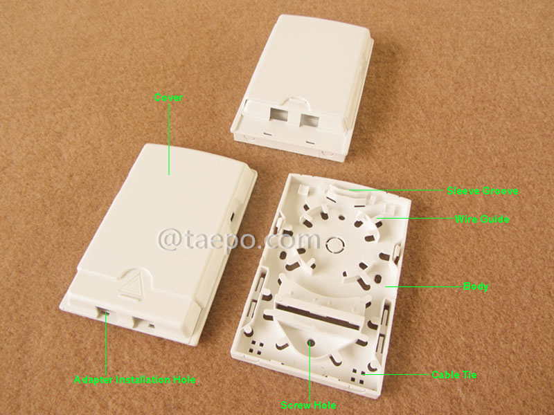 Illustration pictures for Fiber termination box (FTB), indoor, SC, 2 fibers, plastic housing