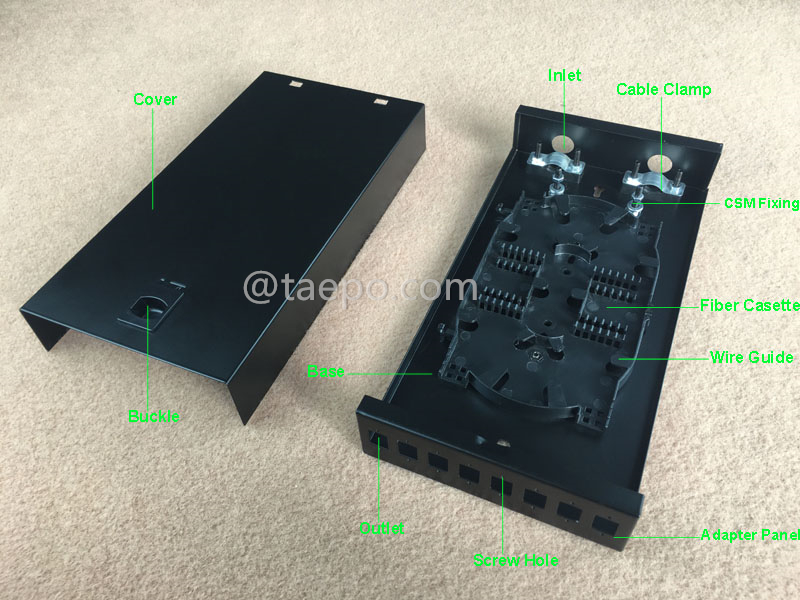 Illustration pictures for Fiber termination box (FTB), indoor, SC, 8 fibers, cold rolling steel housing with powder coating