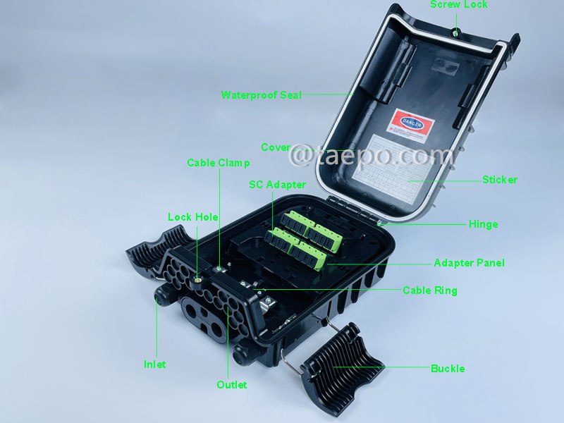 Illustration pictures for Fiber distribution box (FDB), outdoor, SC, 16 fibers, plastic housing