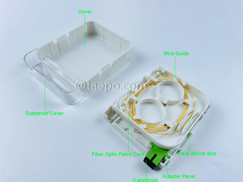 Illustration pictures for Fiber termination box (FTB), indoor, SC, 4 fibers, plastic housing