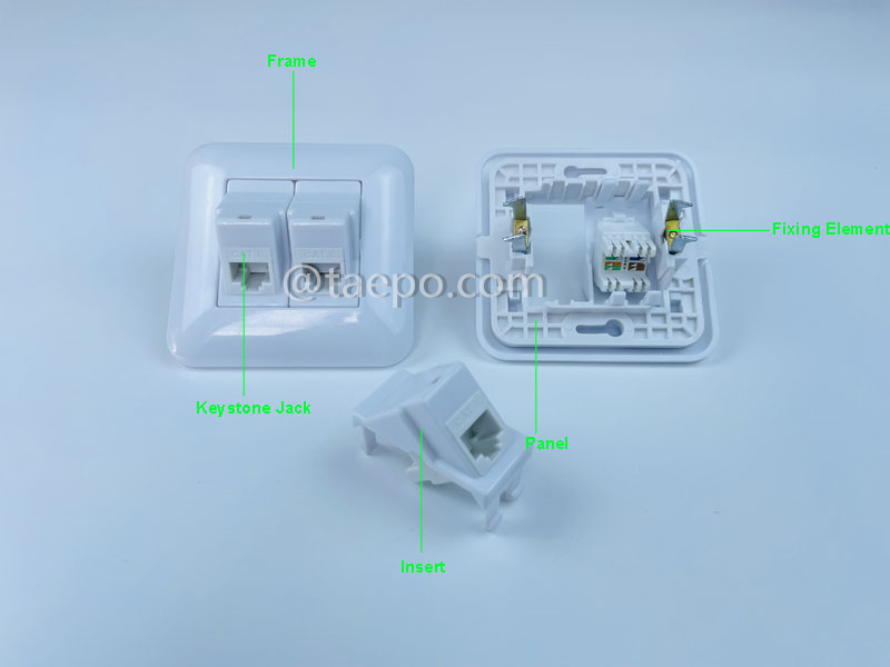 Illustration pictures for Network outlet 2-port keystone jack CAT6 UTP 8P8C