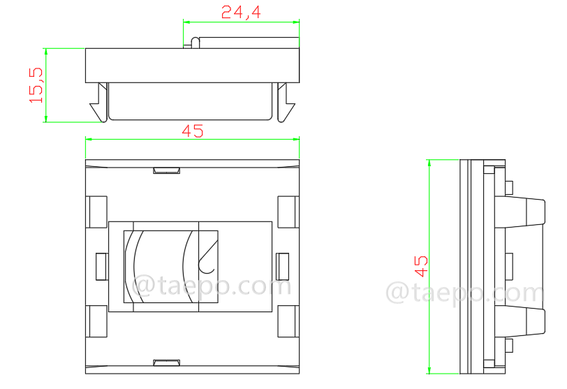 Drawing for 1-port insert, 45x45mm, French style