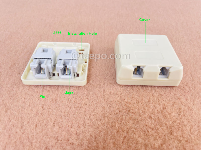 Illustration pictures for 2-port RJ11 telephone socket, CAT3,  2P2C, dry