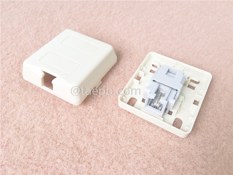 1-port RJ11 telephone socket, CAT3, 2P2C, without jelly, 55x50x22mm,ivory