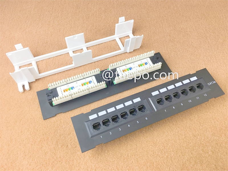 12-port patch panel, CAT5E, RJ45, UTP, 10