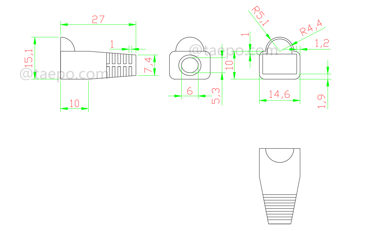 Drawing for Modular plug boots, grey color