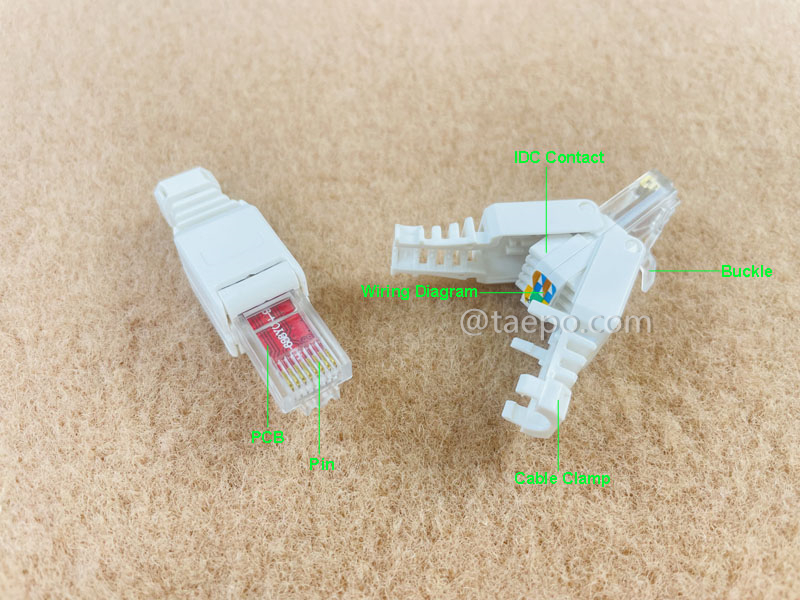 Illustration pictures for Modular plug, CAT6, RJ45, 8P8C, UTP, tool free