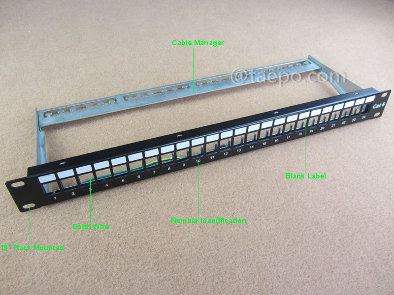 Illustration pictures for 24-port patch panel, blank, for STP keystone jack, 19