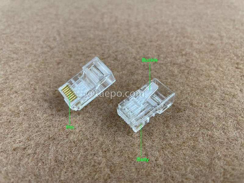 Illustration pictures for Modular plug, CAT5E, RJ45, 8P8C, UTP
