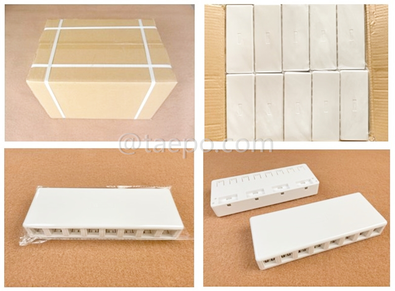 Packing pictures for 8-port surface box, CAT5E, RJ45, 8P8C, UTP