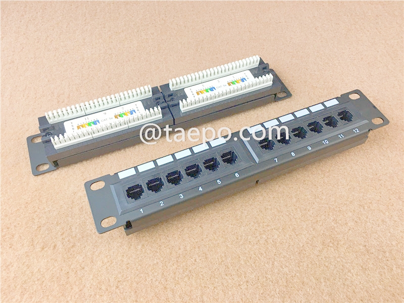 12-port patch panel, CAT6, RJ45, UTP, 10
